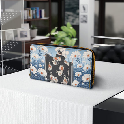 🌼🖤 The Midnight Daisy Garden Wallet – Art Deco Floral Elegance