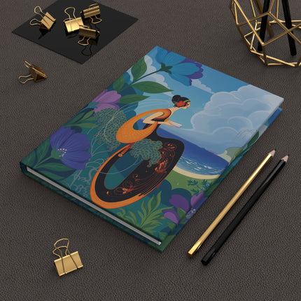 🌊🌺 The Lady Of The Seaside Flower Garden Hardcover Journal – Art Deco Coastal Elegance
