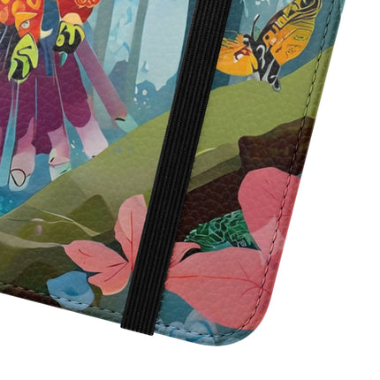 🦖🦋 Colorful Raptor Flip Case – Butterfly Wonder & Forest Adventure