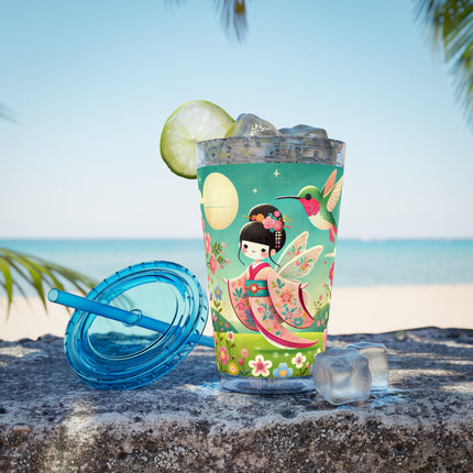 Geisha Fairy and the Hummingbird Blossom Sunsplash Tumbler with Straw, 16oz