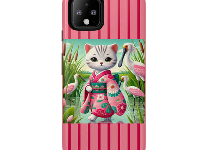 Geisha Kitten Strolls Among the Spoonbills Phone Cases