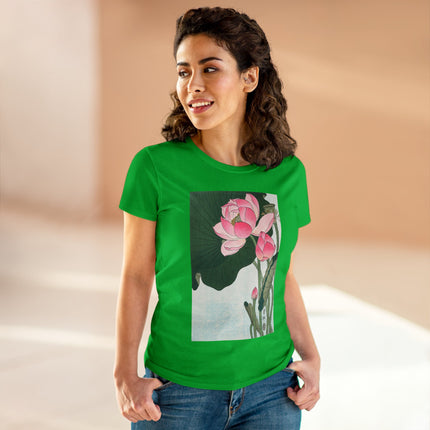 Blooming Lotus Flowers by Ohara Koson Women's Midweight Cotton Tee