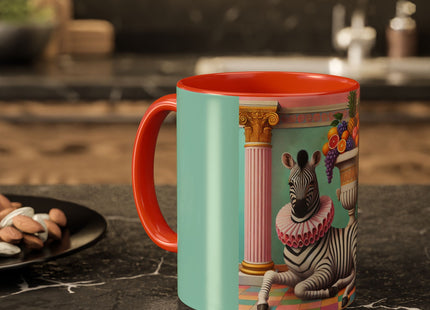 Still Life with Zebra, Fruit, and Pink Columns Colorful Mugs (11oz, 15oz)