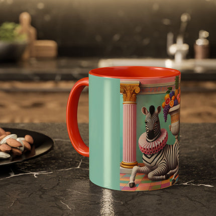Still Life with Zebra, Fruit, and Pink Columns Colorful Mugs (11oz, 15oz)