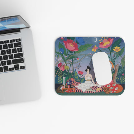 🌙🌺 The Lady In The Midnight Garden Mouse Pad – Art Deco Floral Reverie