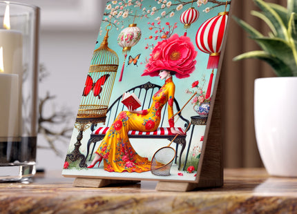 Reading In A Painted Garden Ceramic Tile