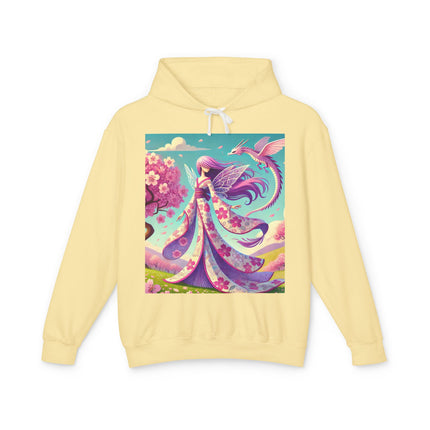 Petals in the Wind: The Kimono Fairy and the Sky Dragon Lightweight Hooded Sweatshirt