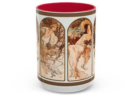The Seasons by Alphonse Maria Mucha Colorful Mugs (11oz, 15oz)