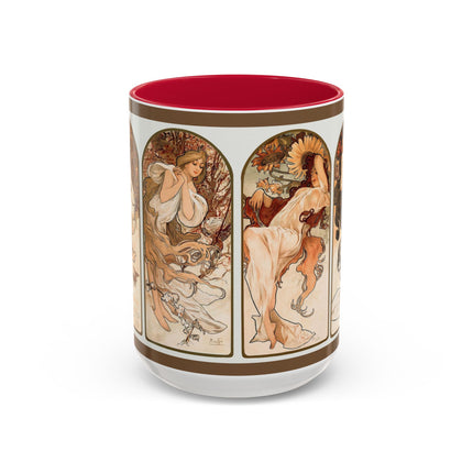 The Seasons by Alphonse Maria Mucha Colorful Mugs (11oz, 15oz)