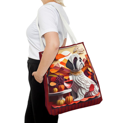 Shih Tzu at an Autumn Wine Tasting Tote Bag (AOP)