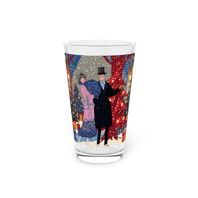 🎩🎄 Christmas Eve Promenade Pint Glass – Art Deco Holiday Elegance