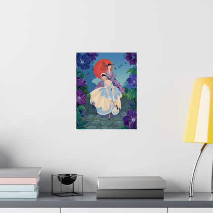 🌂💜 The Ladies Of The Violet Garden Matte Vertical Poster – Art Deco Floral Elegance