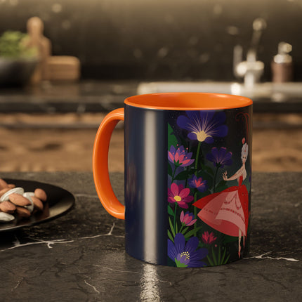 Moonlight Waltz Among The Blossoms Colorful Mugs – Art Deco Floral Enchantment