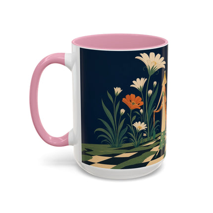 🌼🧡 The Midnight Floral Masquerade Colorful Mug – Art Deco Fashion Fantasy
