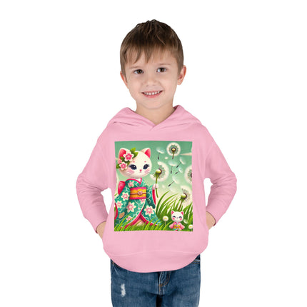 Geisha Kitten and the Dandelion Wish Toddler Pullover Fleece Hoodie