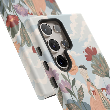 🌹🐈 The Lady And Puss In Boots Phone Case – Art Deco Floral Whimsy