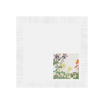 Aquilegia Flowers by Tanigami Kônan White Coined Napkins