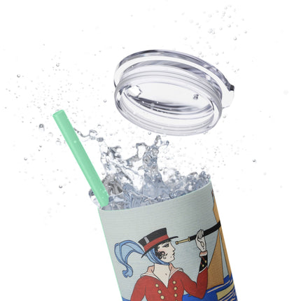 Costume de Yacht by George Barbier Skinny Tumbler with Straw, 20oz