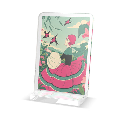 🐦🌺 The Garden Of Flying Birds Acrylic Art Plaque – Art Deco Floral Whimsy