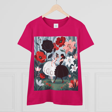 🌹🖤 The Midnight Rose Garden Cotton Tee – Art Deco Floral Fashion