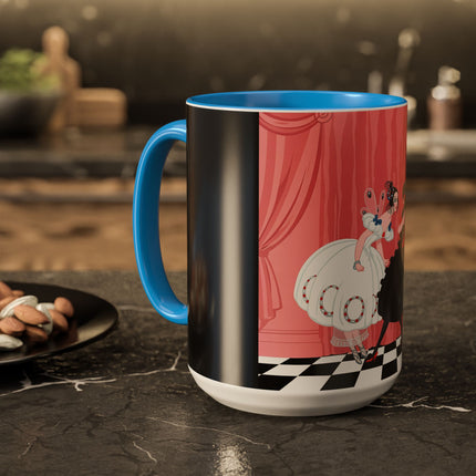 The Ladies Behind The Velvet Curtain Colorful Mugs – Art Deco Theatrical Elegance