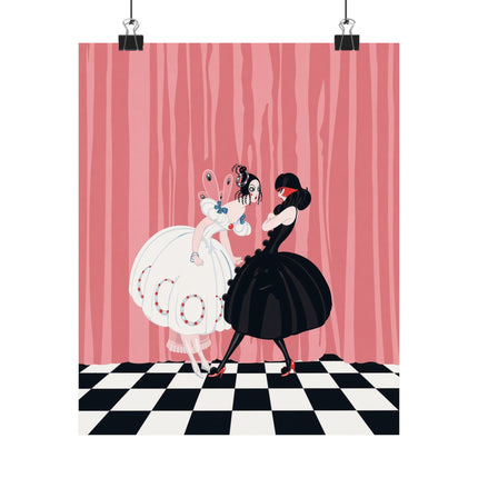 🎭🖤 The Ladies Of The Midnight Masquerade Matte Vertical Poster – Art Deco Fashion Illustration