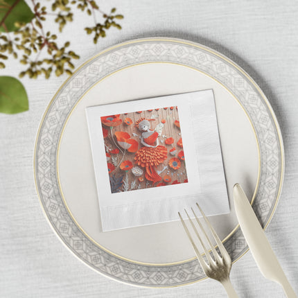 Poppy Fairy White Coined Napkins
