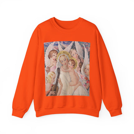 Madonna with Child Surrounded by Musical Angels by Gerda Wegener Heavy Blend™ Crewneck Sweatshirt