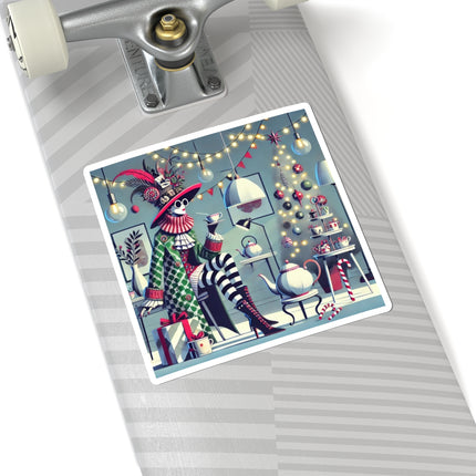 Whimsical Christmas Tea Party Kiss-Cut Stickers (4 Sizes)