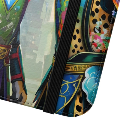 🐆🦜 Cybernetic Duets Flip Case – Neon Elegance & Digital Harmony