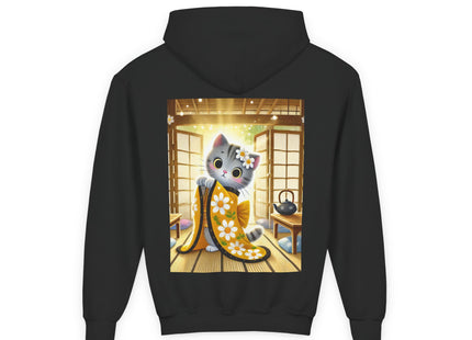 Playful Kitten in the Tea Room Youth Heavy Blend Hooded Sweatshirt