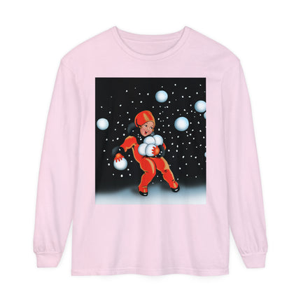 Festive Snowball Unisex Garment-dyed Long Sleeve T-Shirt