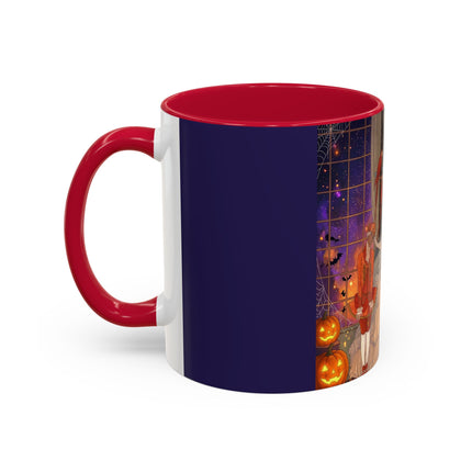 🌙🎃 The Moonlit Parlor Masquerade Colorful Mug – Elegant Halloween Romance