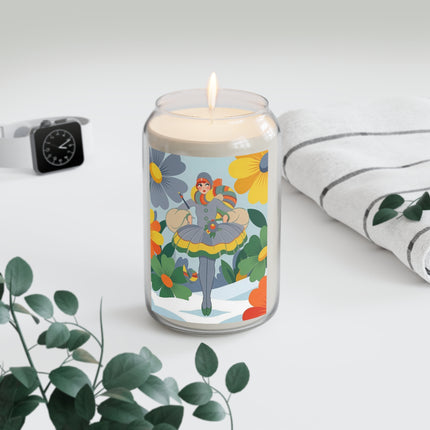 ❄️🌼 The Winter Flower Wanderer Scented Soy Candle – Colorful Art Deco Snow Fantasy