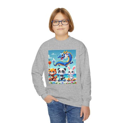 Seaside Scooter Friends Youth Crewneck Sweatshirt – Coastal Fun, Friendship & Playful Adventure