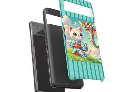 Geisha Kitten and the Dragon Kite Phone Cases