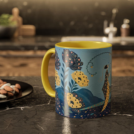 🌼🦋 The Enchanted Butterfly Garden Promenade Colorful Mug – Art Deco Floral Whimsy