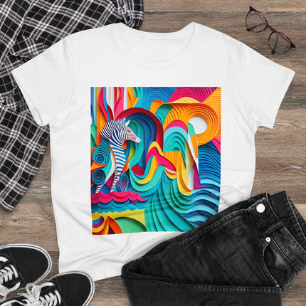 Surfing Zebra Women's Midweight Cotton Tee