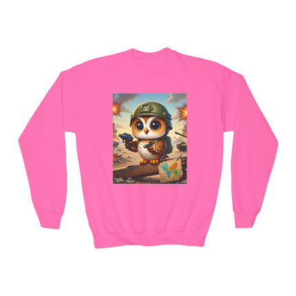 Owl on the Front Lines Youth Crewneck Sweatshirt – Courage, Wisdom & Quiet Strength