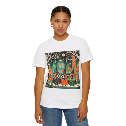 Night of the Trick-or-Treating Owlets Unisex Garment-Dyed T-shirt