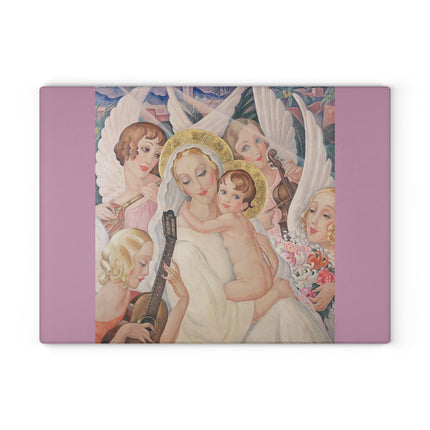 Madonna with Child Surrounded by Musical Angels by Gerda Wegener Glass Cutting Board