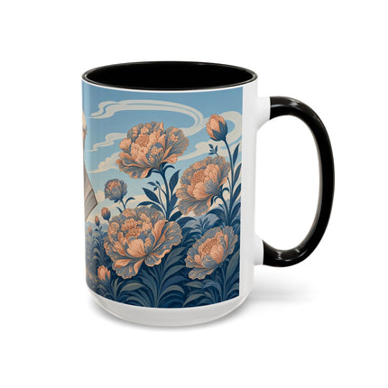 ☔🌸 The Grand Floral Journey Colorful Mug – Art Deco Travel Elegance