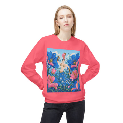 🌟🌸 The Starry Blossom Garden Dancer Midweight Crewneck Sweatshirt – Art Deco Floral Fantasy