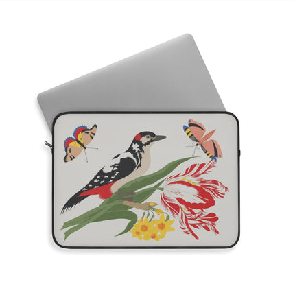 Woodpecker & Tulip Laptop Sleeve – Vibrant Energy & Cheerful Charm