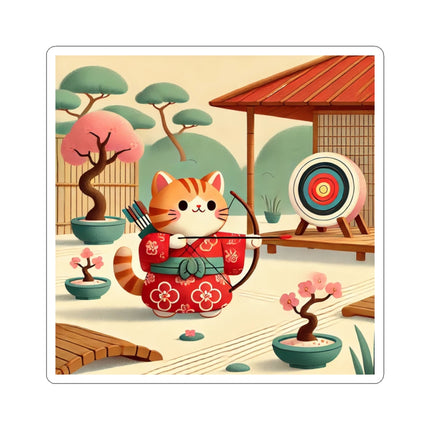 Archer Kitten in the Zen Garden Kiss-Cut Stickers (4 Sizes)