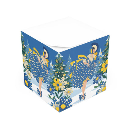 💙🎄 The Bluebell Christmas Promenade Note Cube – Art Deco Holiday Elegance