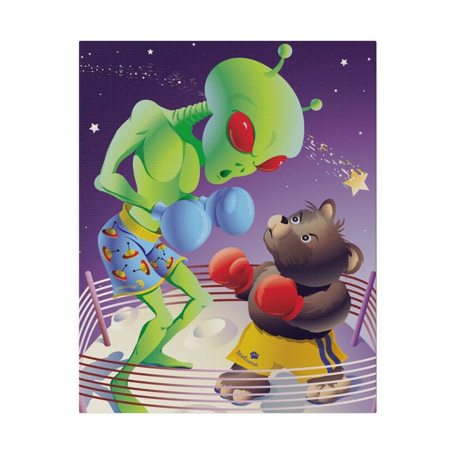 Cosmic Clash – Playful Alien and Bear Boxing Match