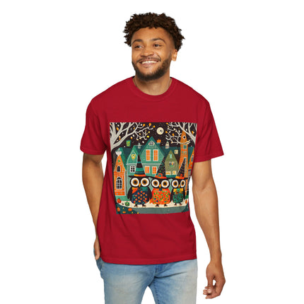 Night of the Trick-or-Treating Owlets Unisex Garment-Dyed T-shirt
