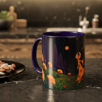 🌙🌼 The Moonlit Floral Dancer Colorful Mug – Art Deco Garden Fantasy