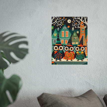Night of the Trick-or-Treating Owlets Fine Art Posters
